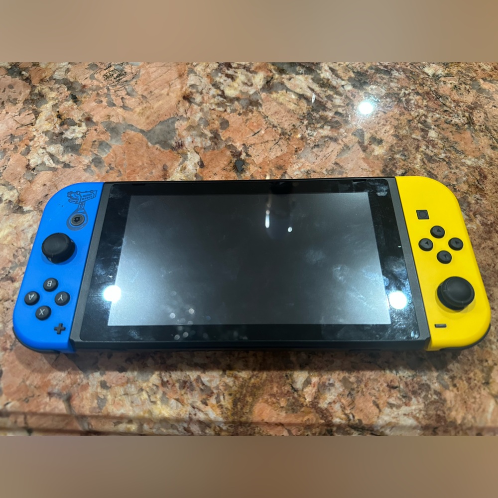 Yellow and Blue Gaming Console